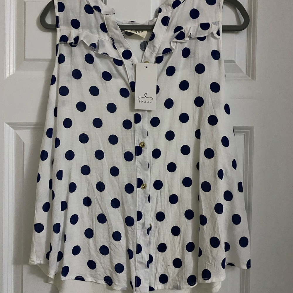 Never worn white flowy button up